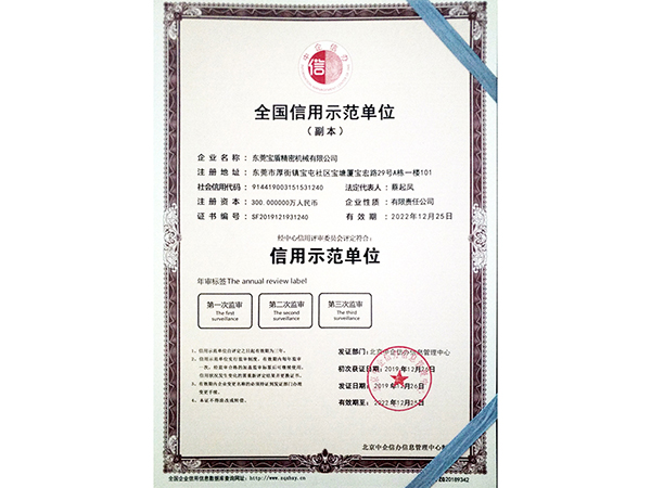 全國信用示范單位